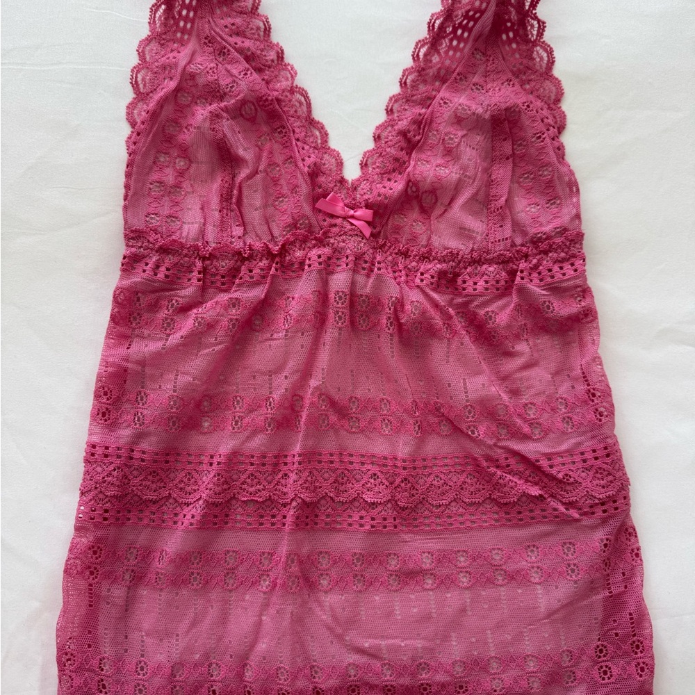 Eberjey Vintage Vibrant Pink Lace Cami Worn Once